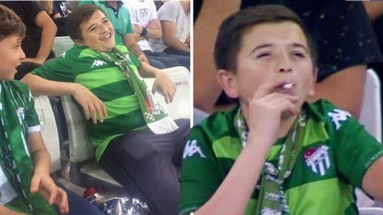 Child filmed smoking at football match is actually 36