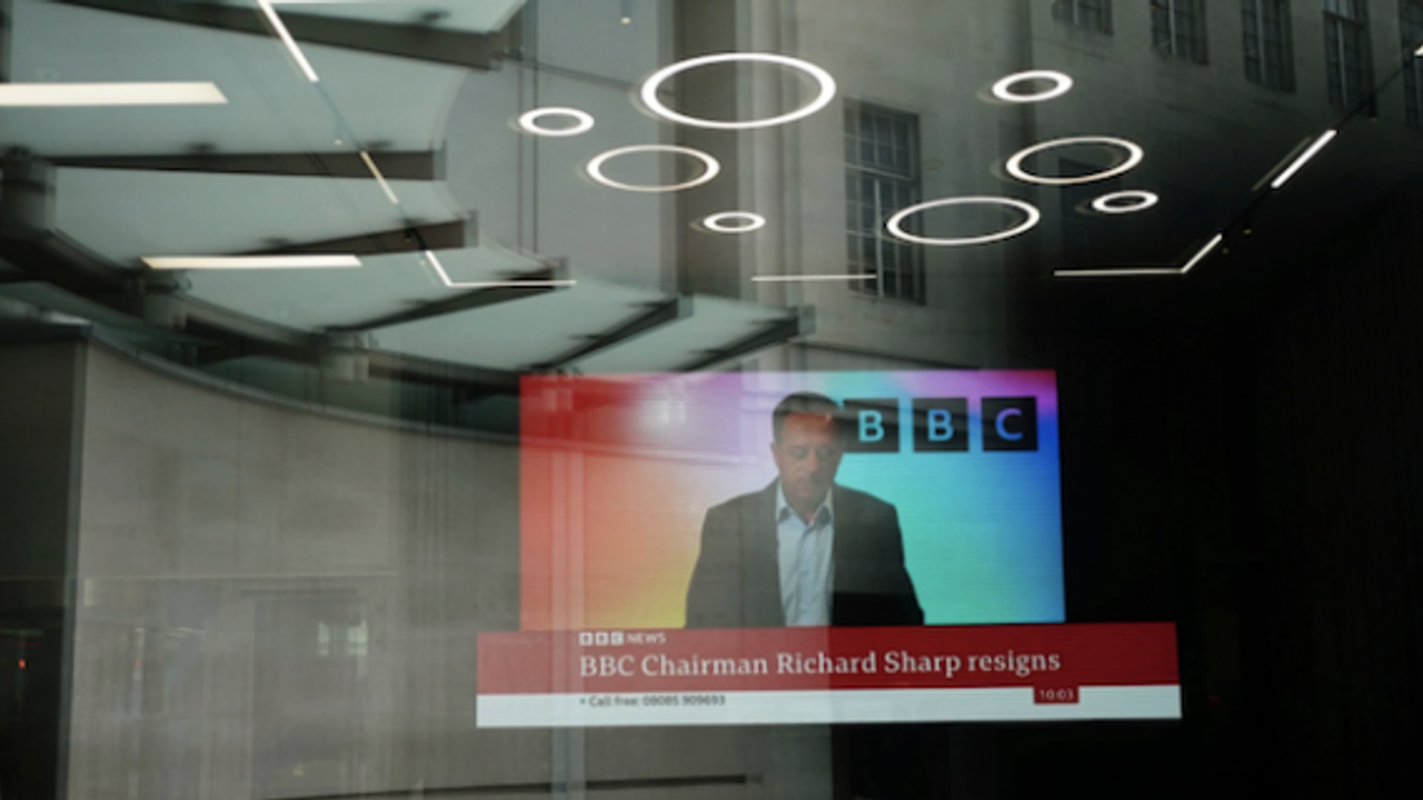 The chairman of Britain’s BBC on Friday resigned