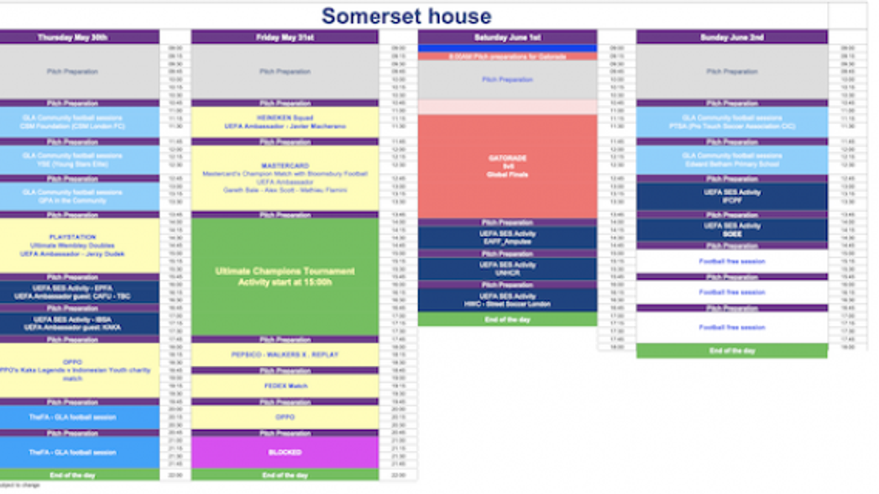 Four-day UEFA Champions Festival begins Thursday in London