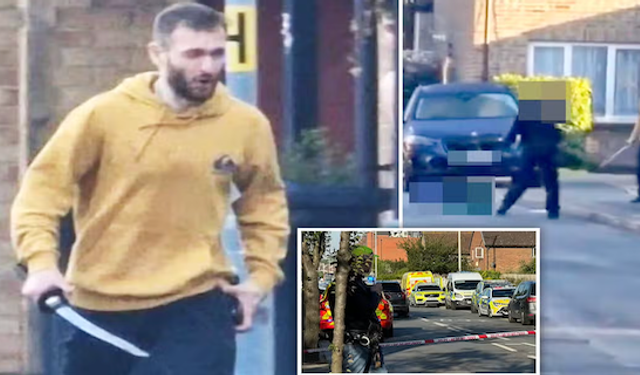 A man with a sword was arrested for injuring at least five people,