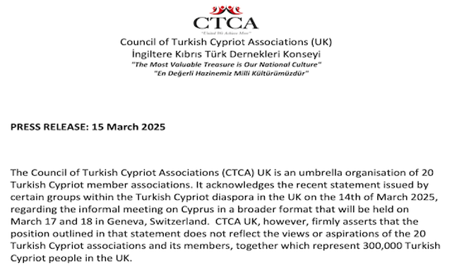 The Council of Turkish Cypriot Associations Geneva response letter