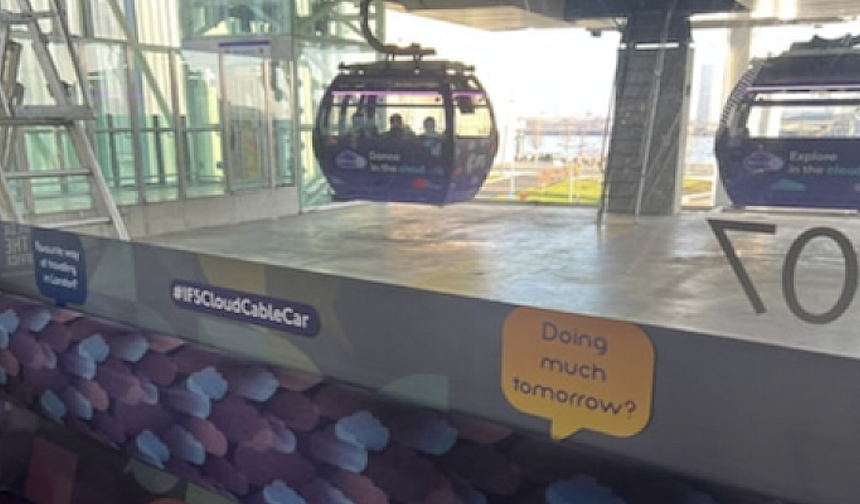 Several of the cabins on the IFS Cloud Cable Car have been wrapped as ‘Chatty Cabins’ to encourage Londoners